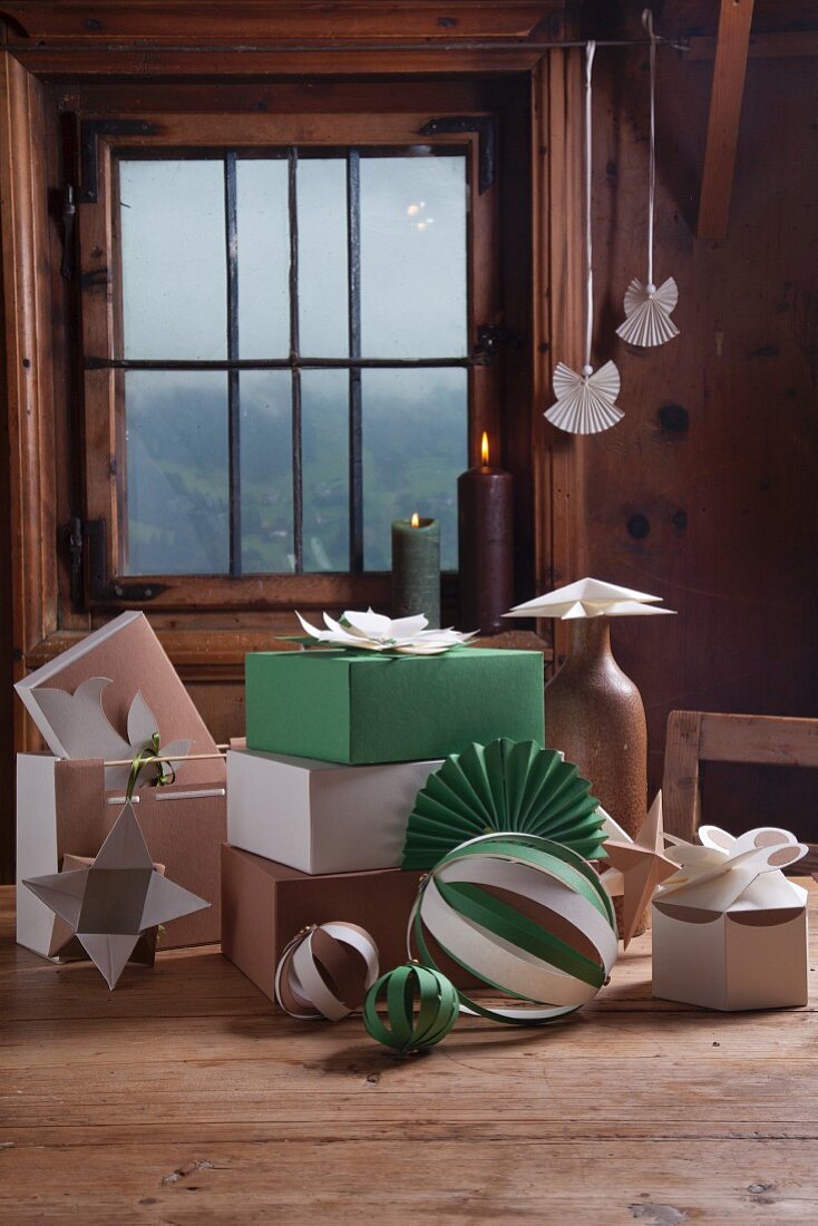 Hand-made paper Christmas decorations