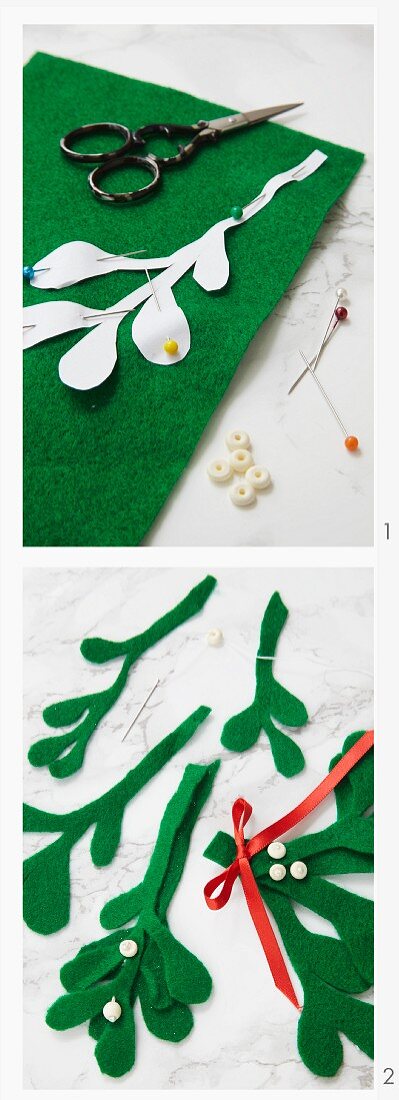 Hand-crafting a bunch of felt mistletoe