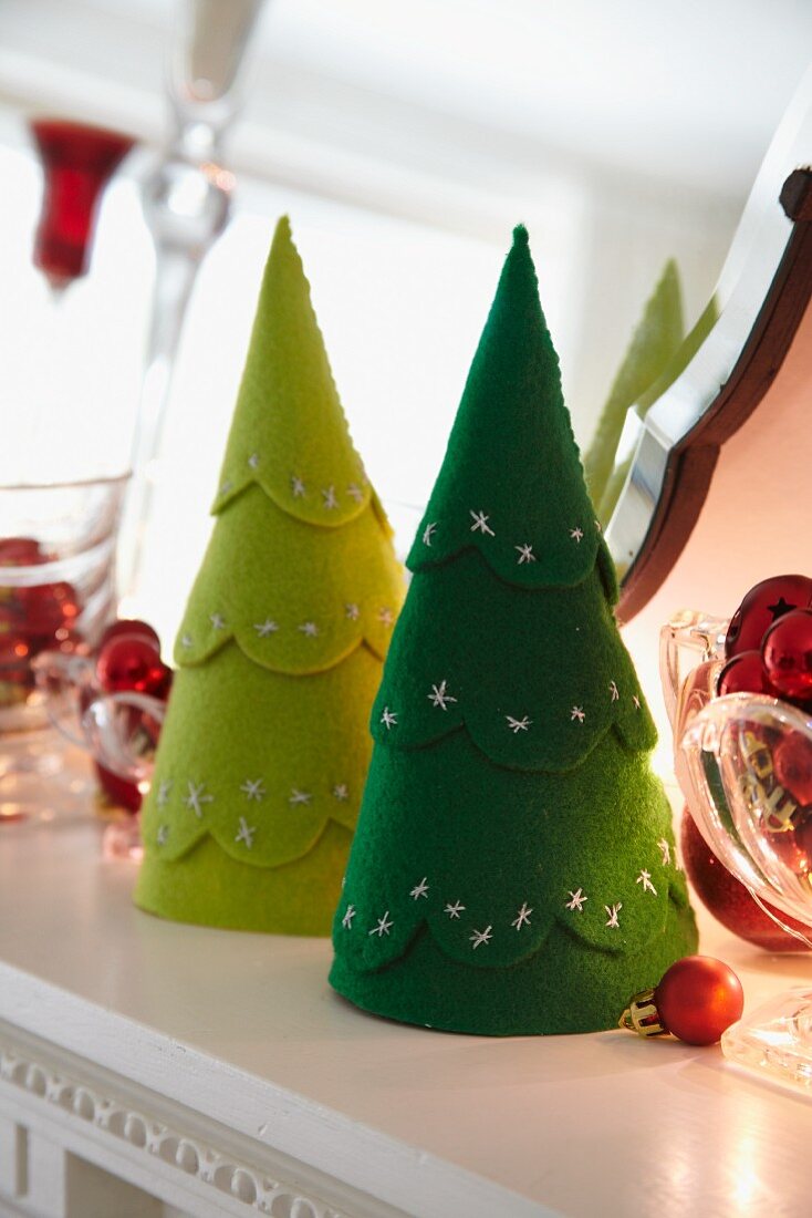 Hand-crafted felt Christmas trees