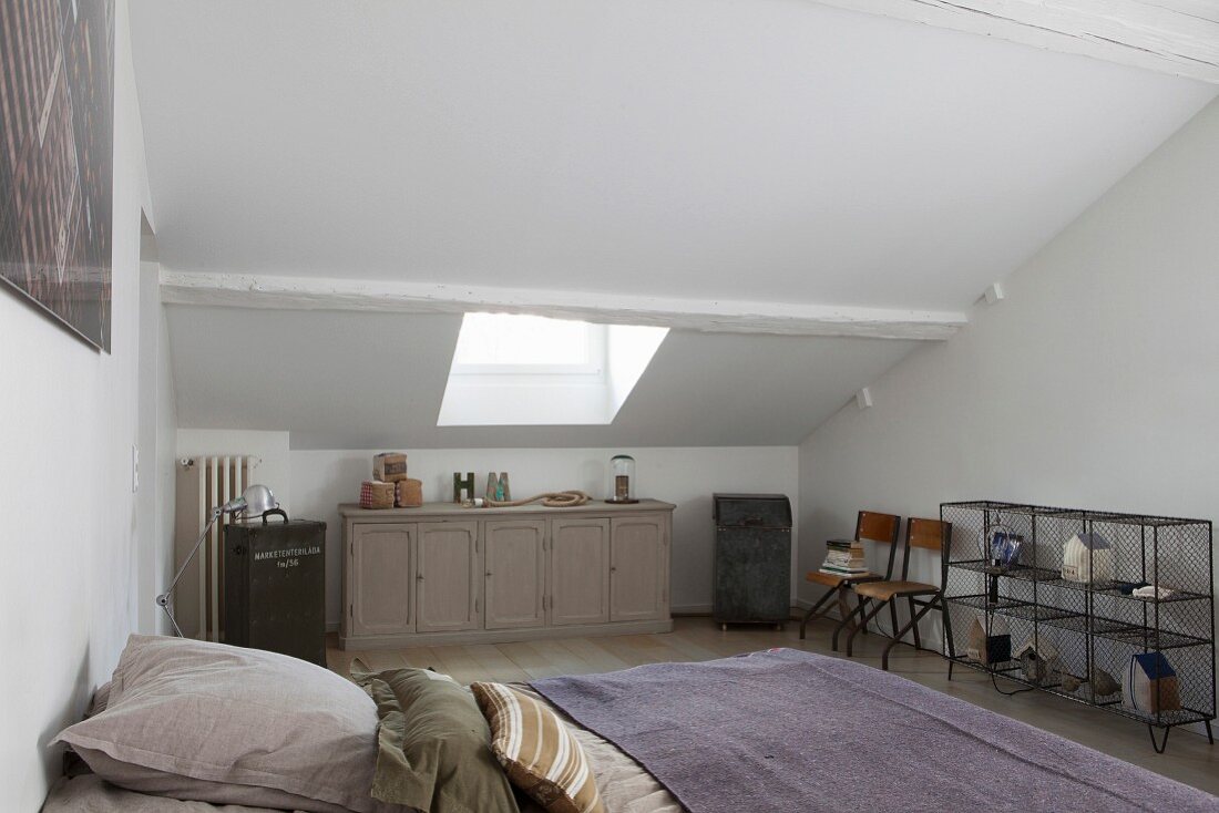Attic bedroom with sloping ceiling