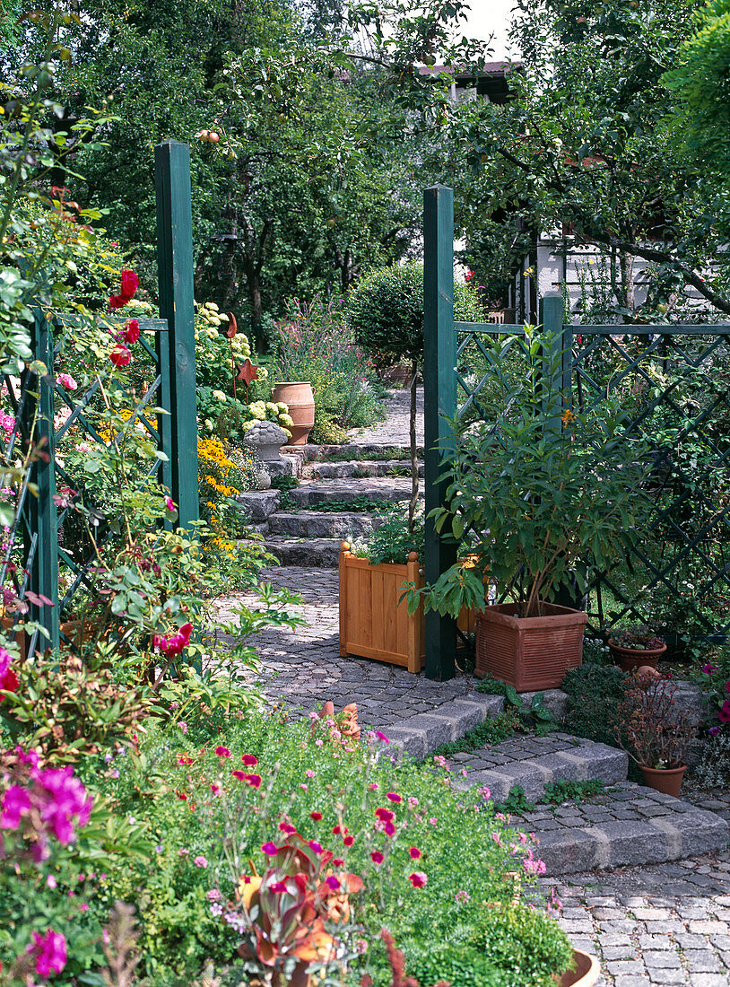 Garden path with granite stones