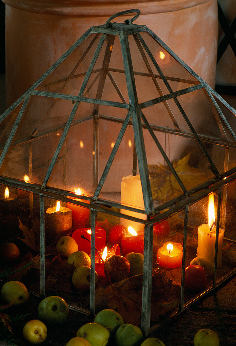 Small glass greenhouse as a lantern