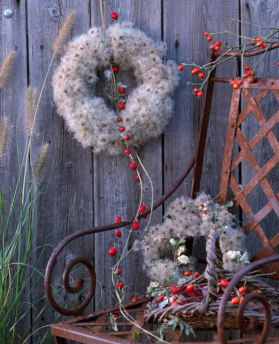 Clematis fruit stalks wreath