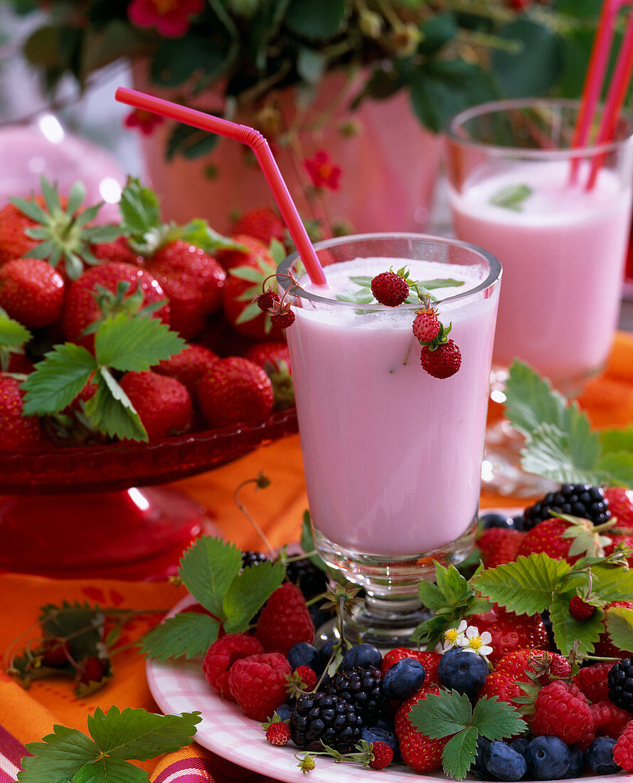 Fragaria (strawberry, wild strawberry), strawberry milk, rubus