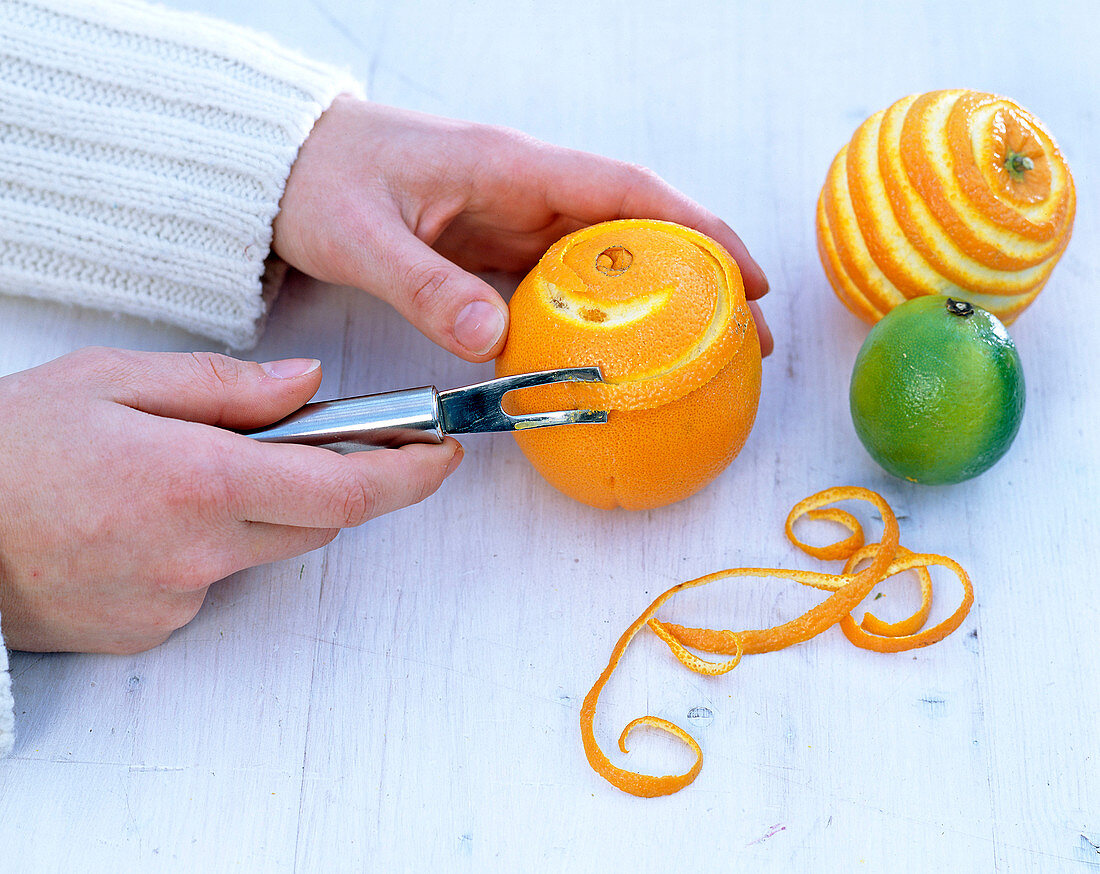 Carving patterns in oranges and limes