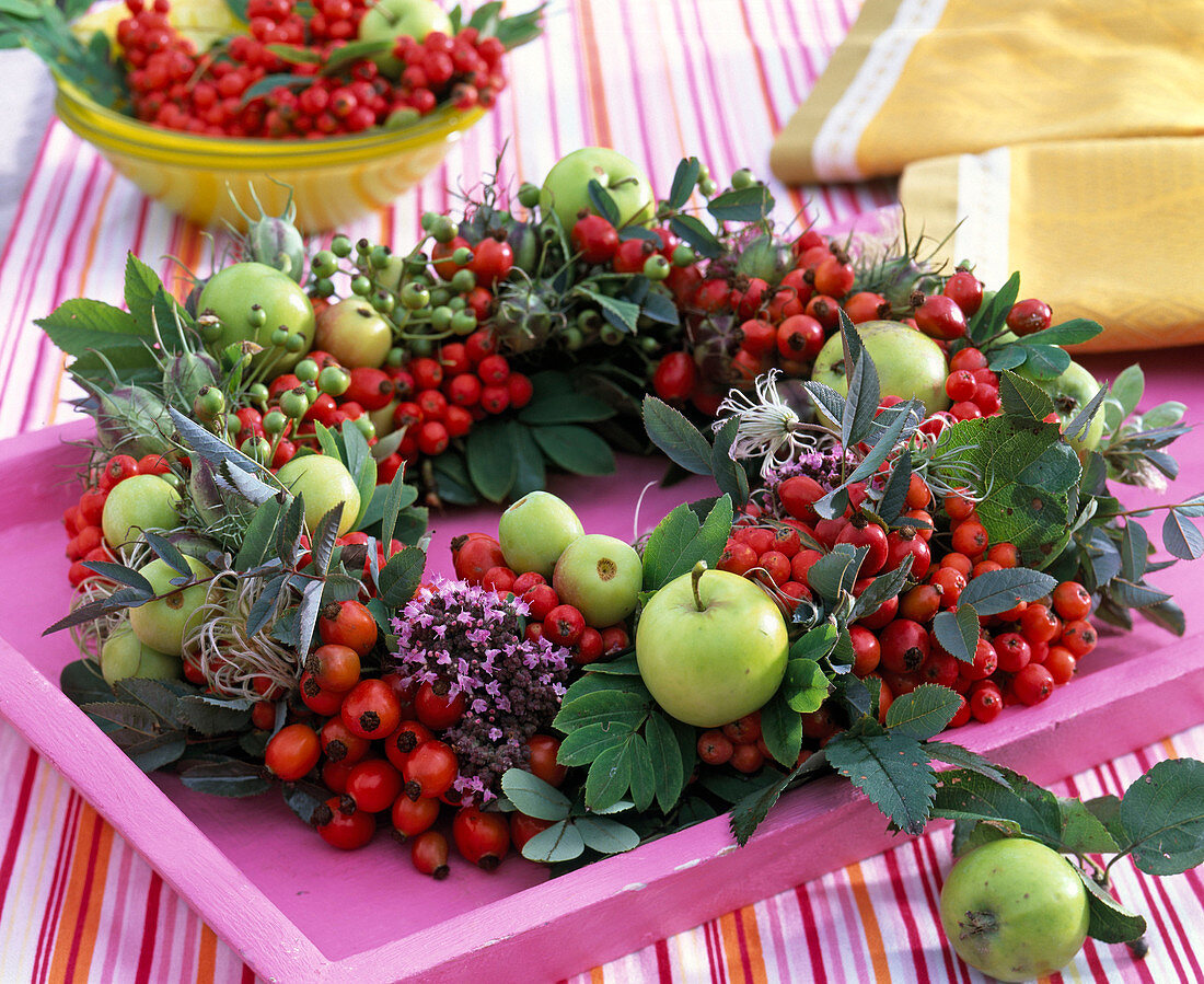 Wreath of apples and berries