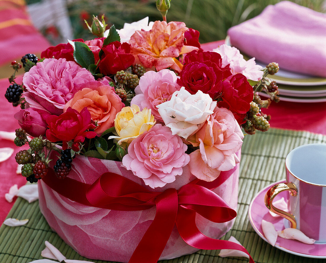 Rose arrangement in rose box