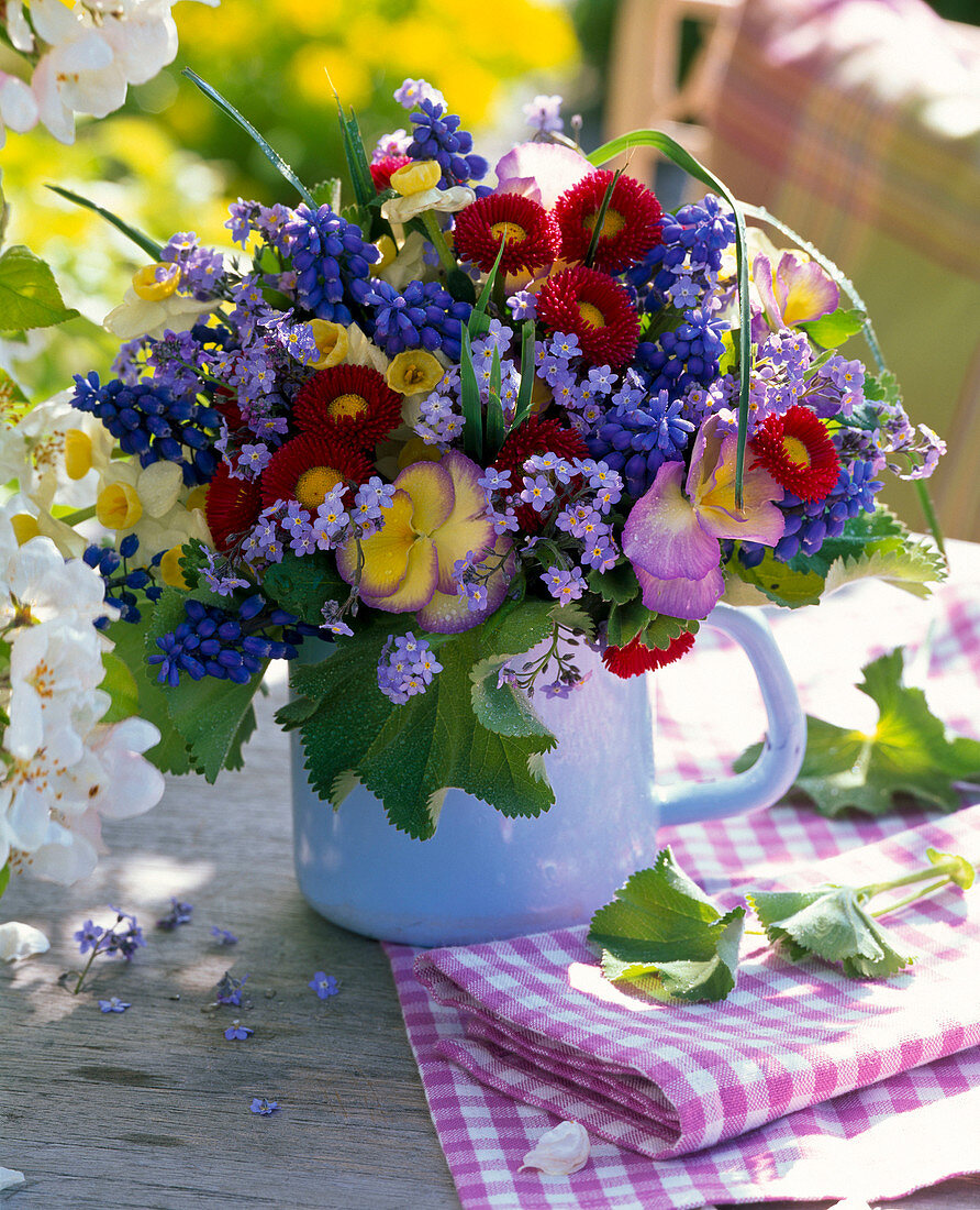 Bouquet with Bellis, Myosotis, Viola