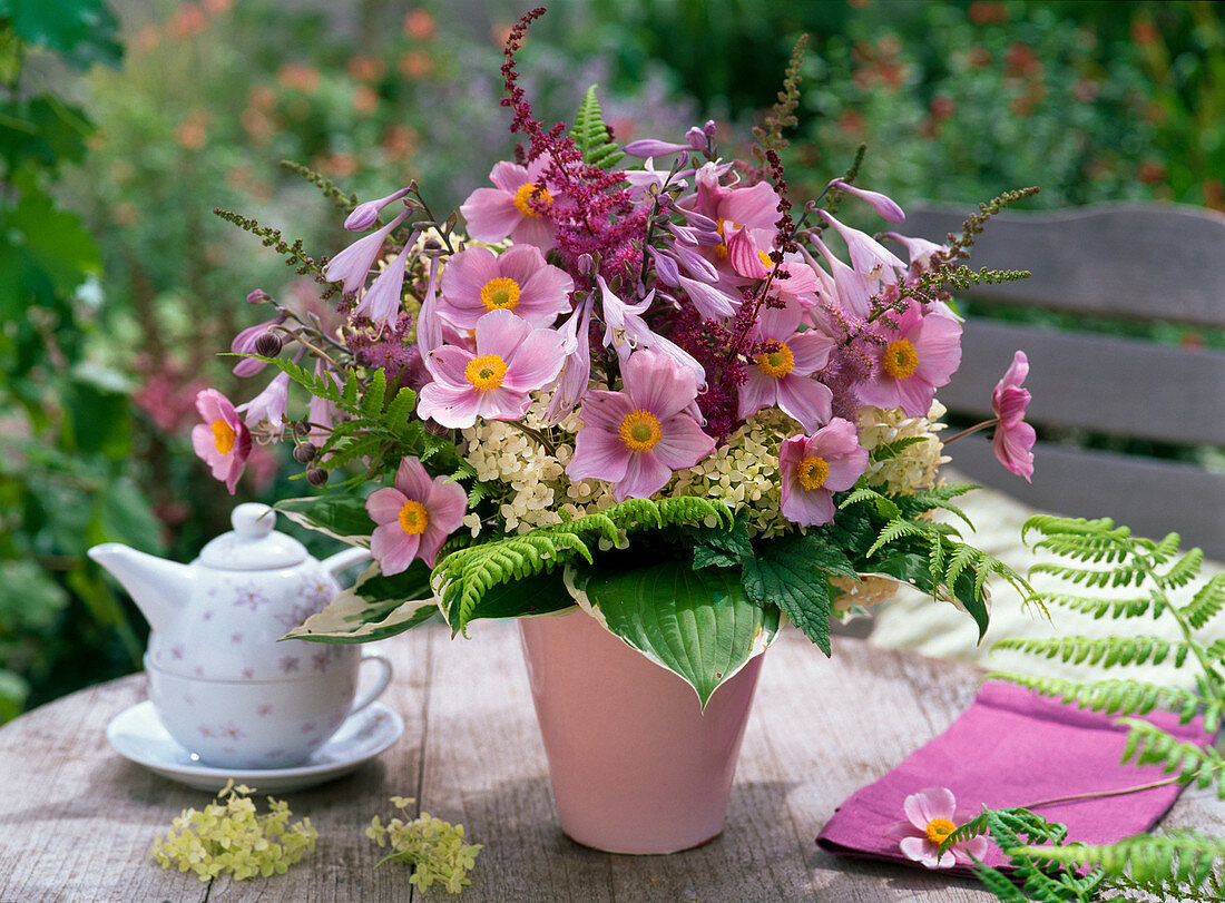 Bouquet of Anemone, Astilbe, Hydrangea
