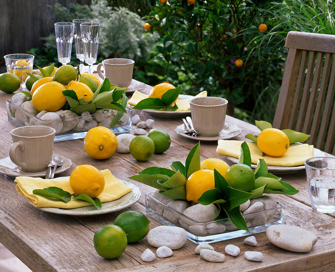 Table decoration with lemons