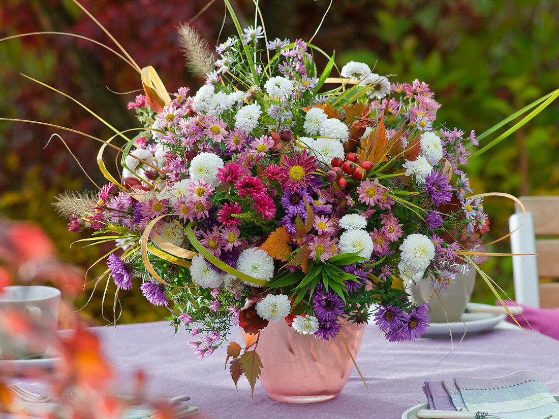 Autumn bouquet from Aster, Ajania