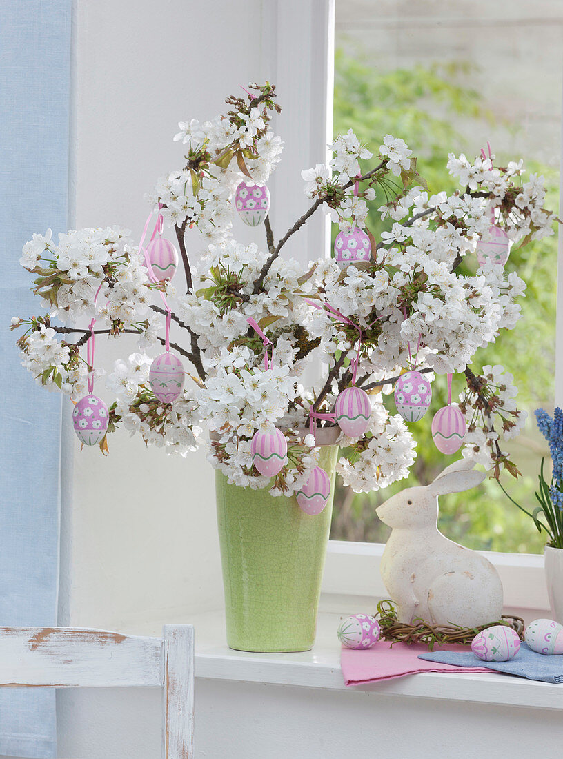 Prunus (cherry) flowers as an Easter bouquet