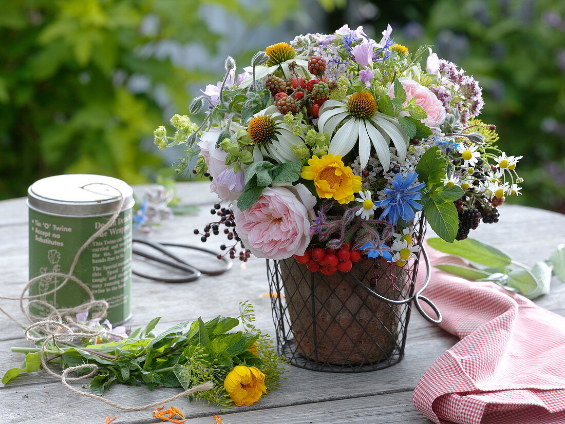 Late summer bouquet of herbs and medicinal plants
