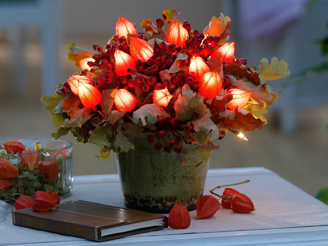 Autumn bouquet with fairy lights