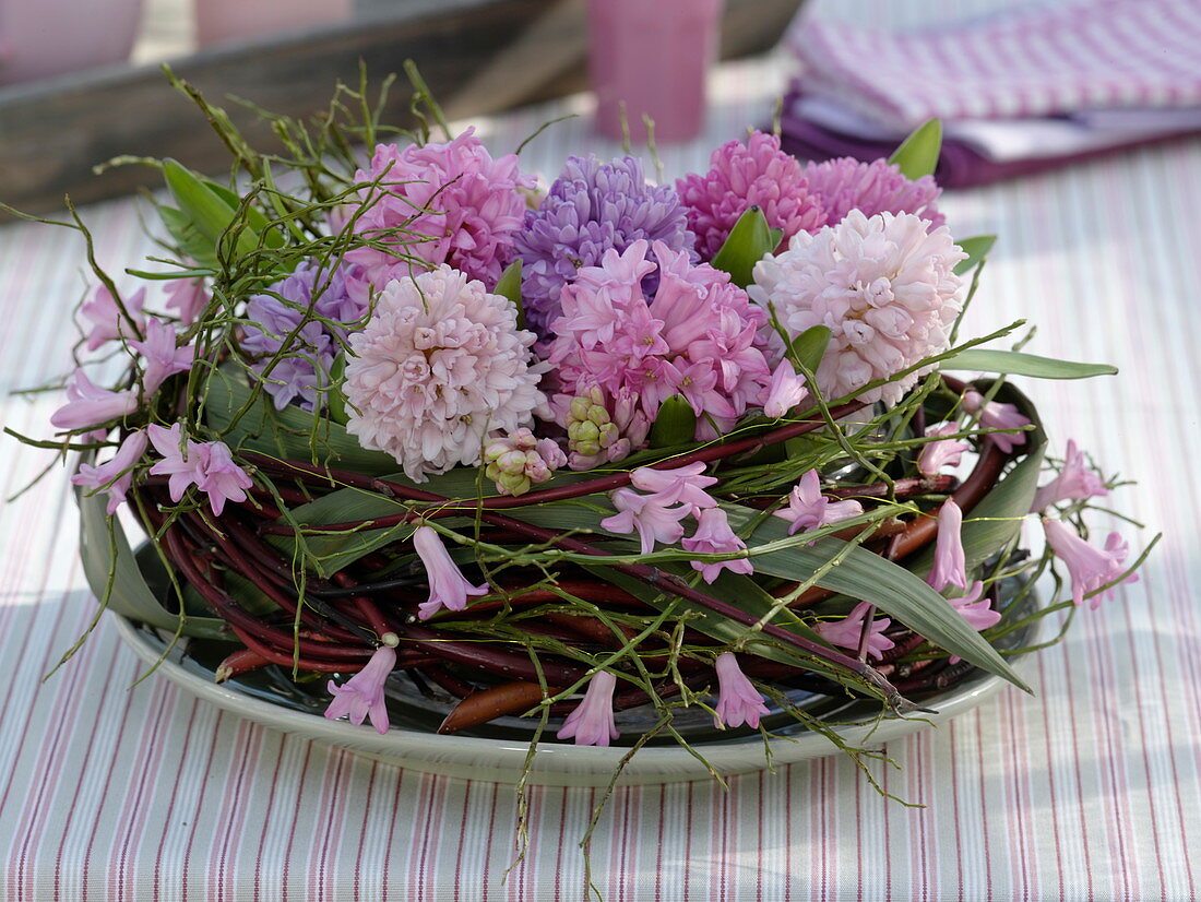 Branches and hyacinths wreath