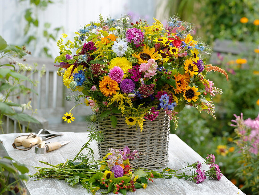 Colorful cottage garden bouquet