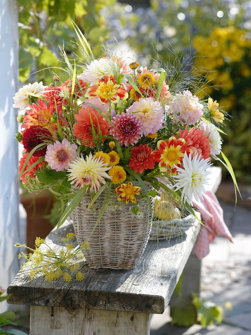 Variegated bouquet of different Dahlia