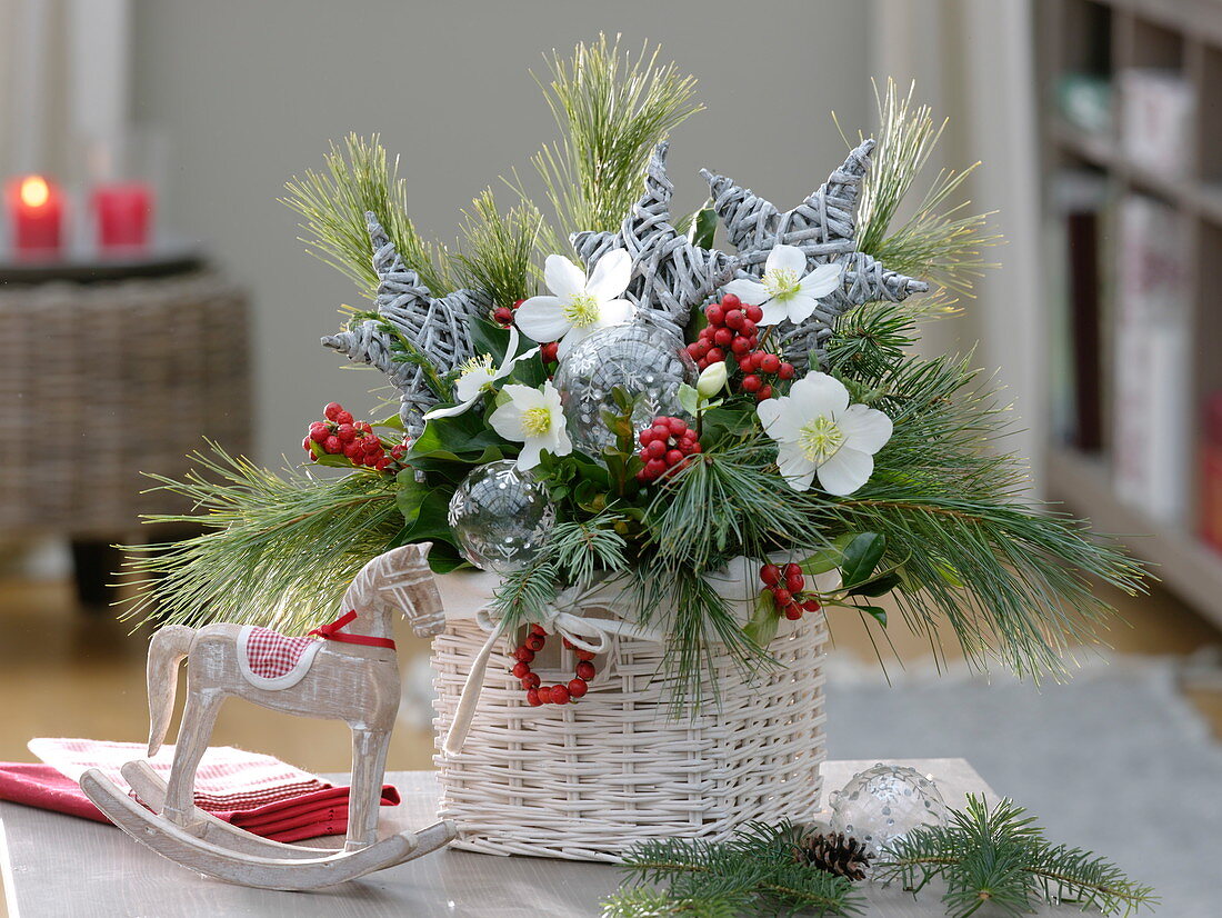 Christmas Bouquet with Helleborus, Pinus