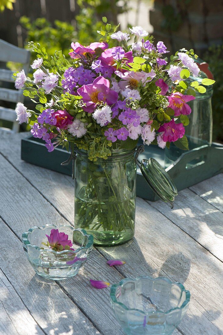 Fragrant early summer bouquet with Rose, dianthus