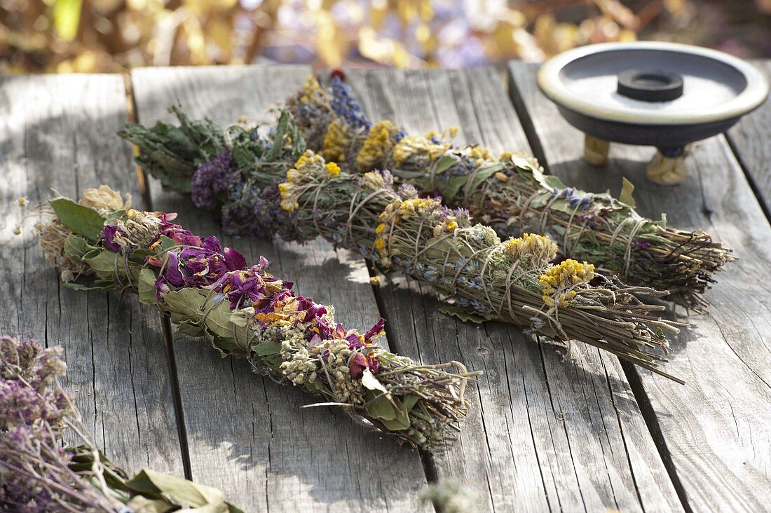 Making Incense from collected and dried herbs