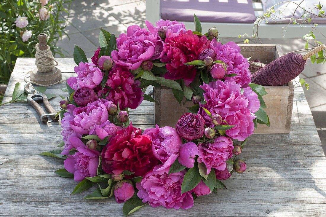 Wreath made from peonies