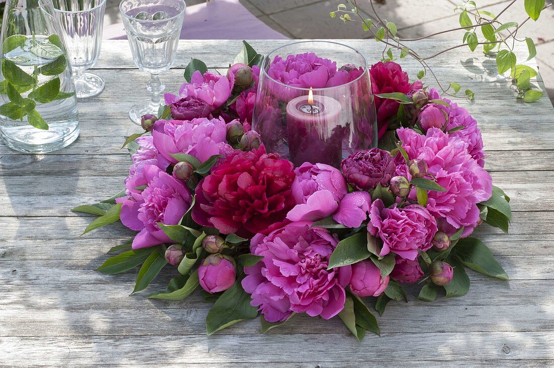 Assorted peony wreath