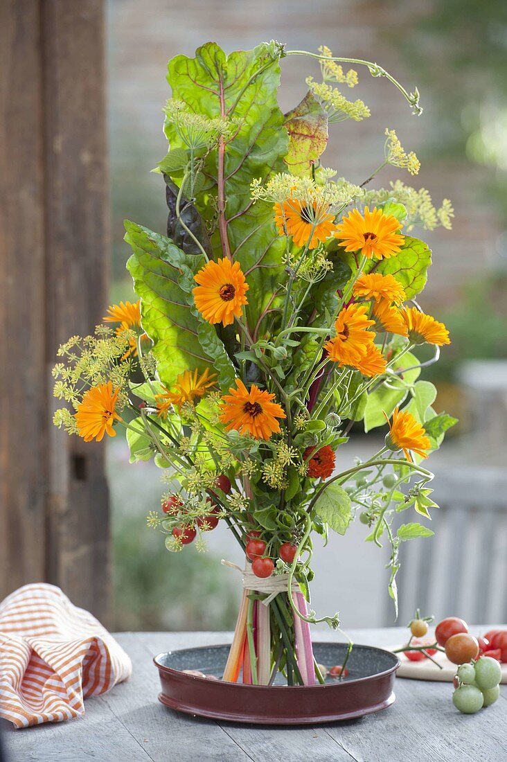 Bouquet of Swiss Mangold, Fennel, Calendula