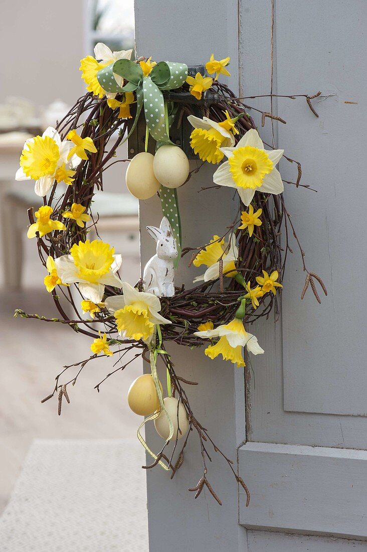 Easter wreath made of betula (birch) twigs and salix (willow)