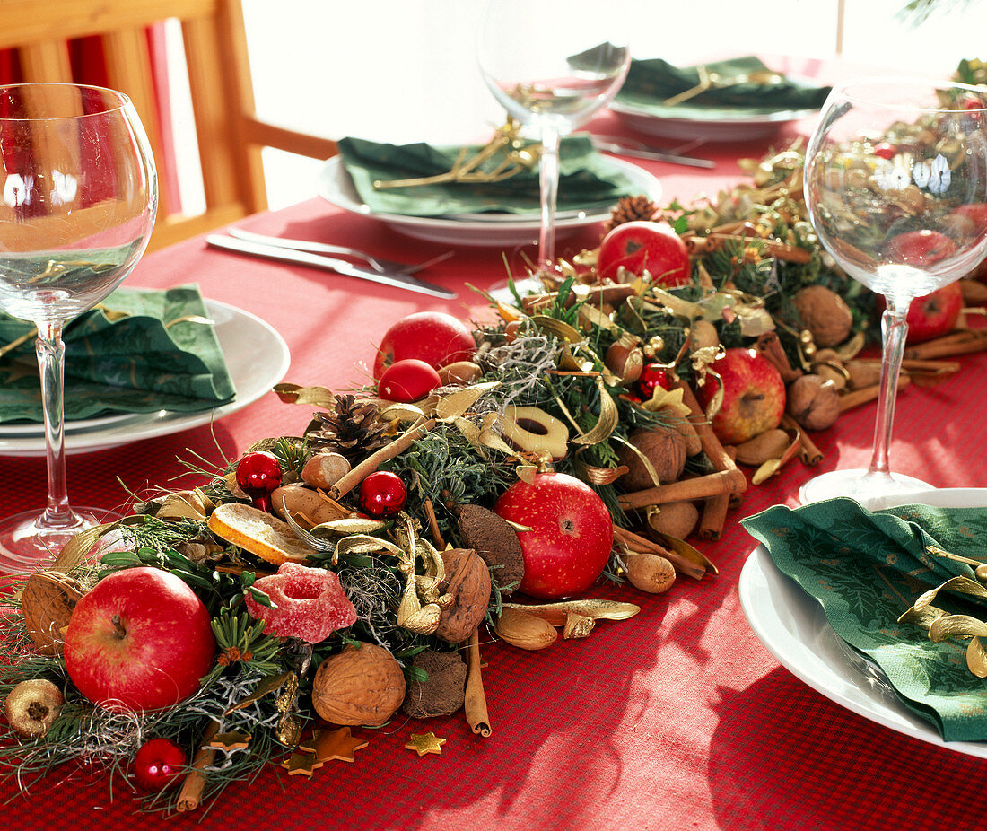 Christmas table decoration of branches