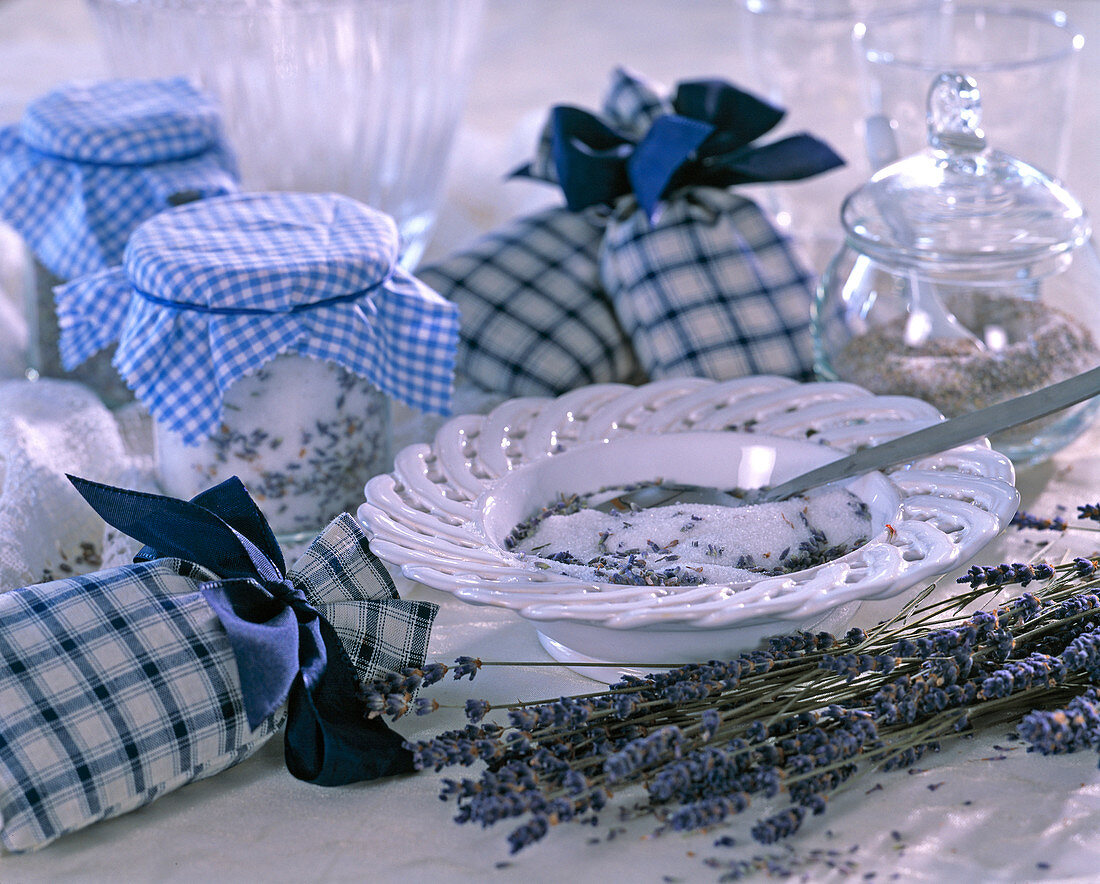 Lavender sugar - put lavender flowers in sugar, lavender scented sachets
