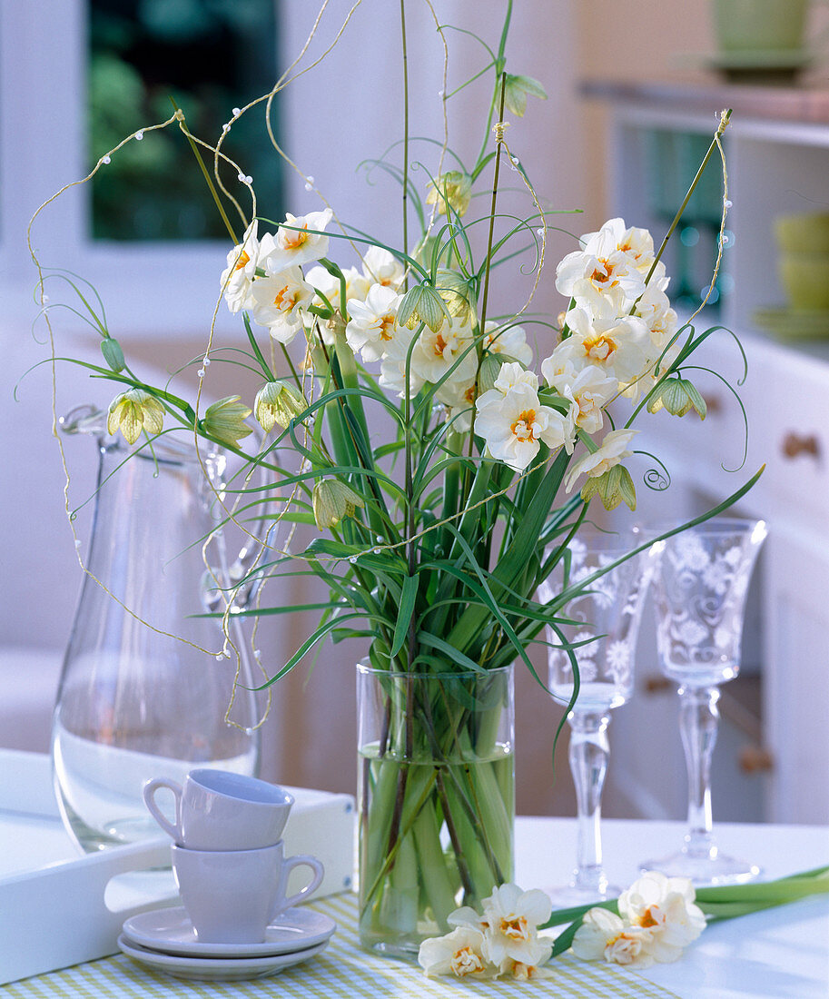 Narcissus 'Bridal Crown' , fritillaria verticillata