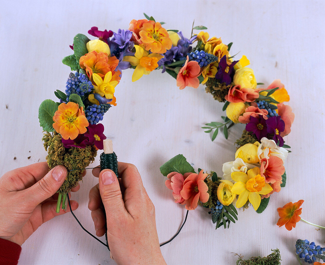Heart made from spring flowers