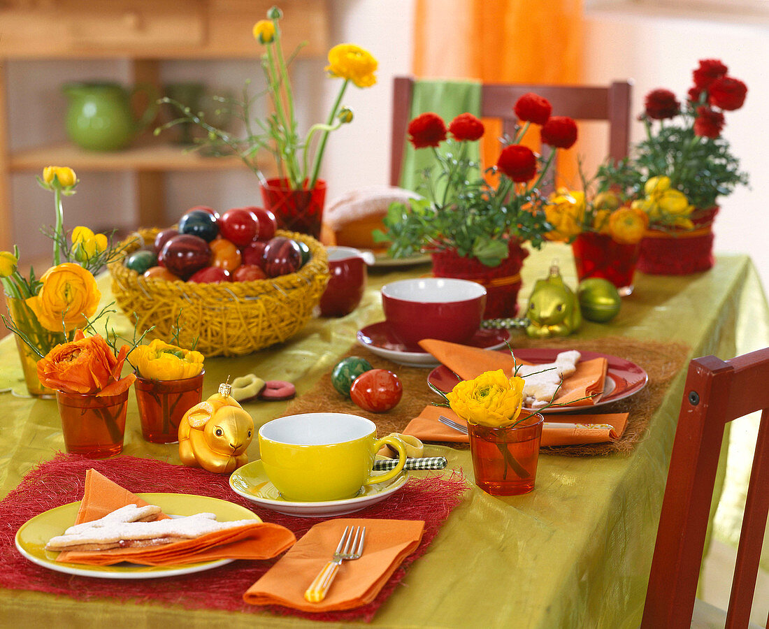 Easter table with ranunculus