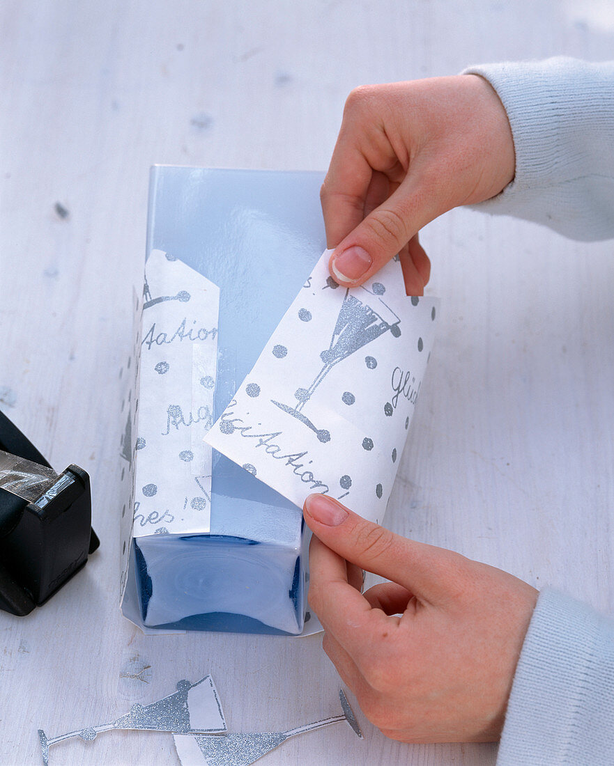 Vase decorated with congratulatory paper