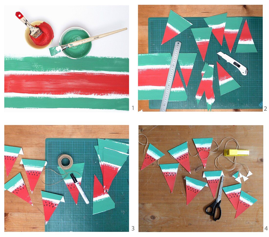 Instructions for making watermelon bunting