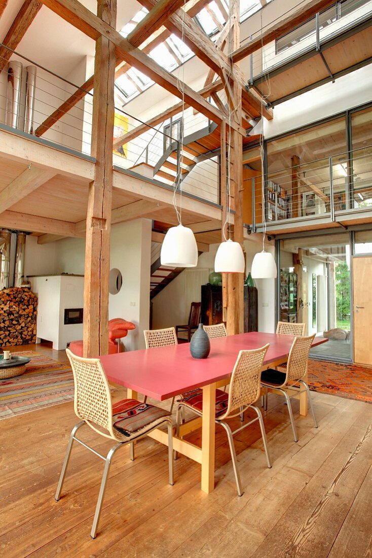 Rustic, modern converted barn with gallery