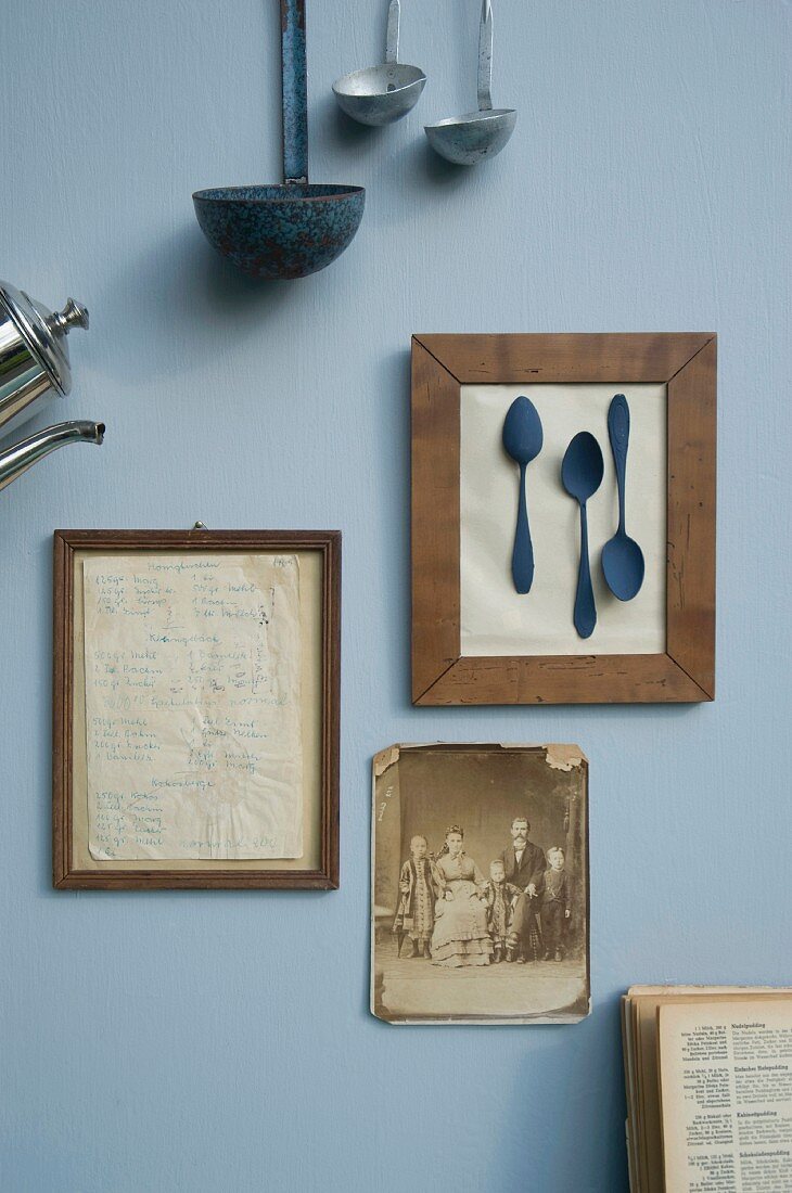 Recipe, photo and spoons as mementos of grandmother