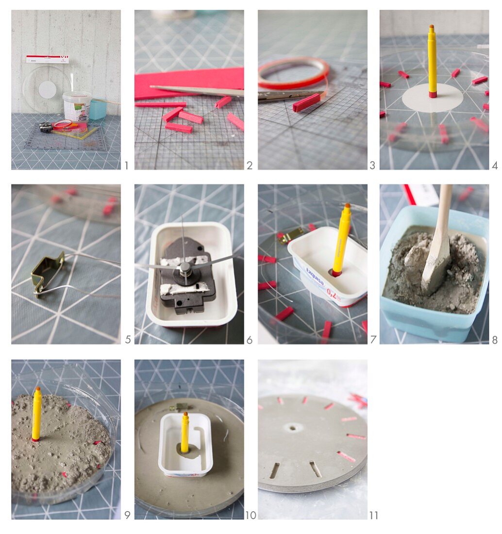 Instructions for making a concrete clock