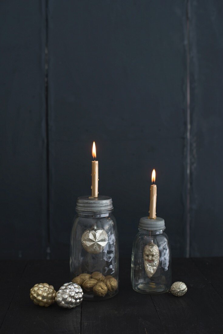 Kerzenständer aus Schraubglas