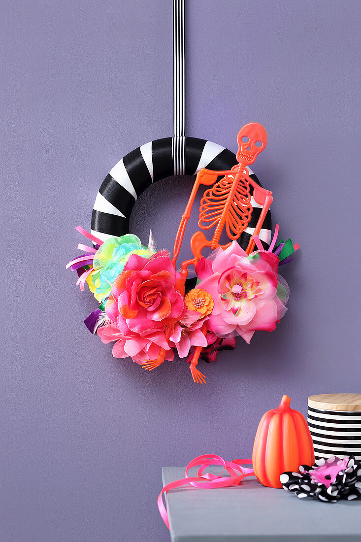 Hand-made, Mexican-style Halloween wreath