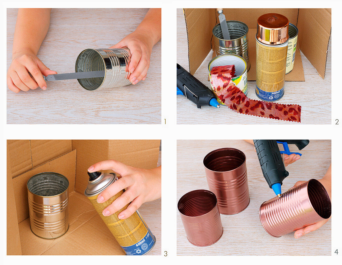 Instructions for making an organiser from tin cans