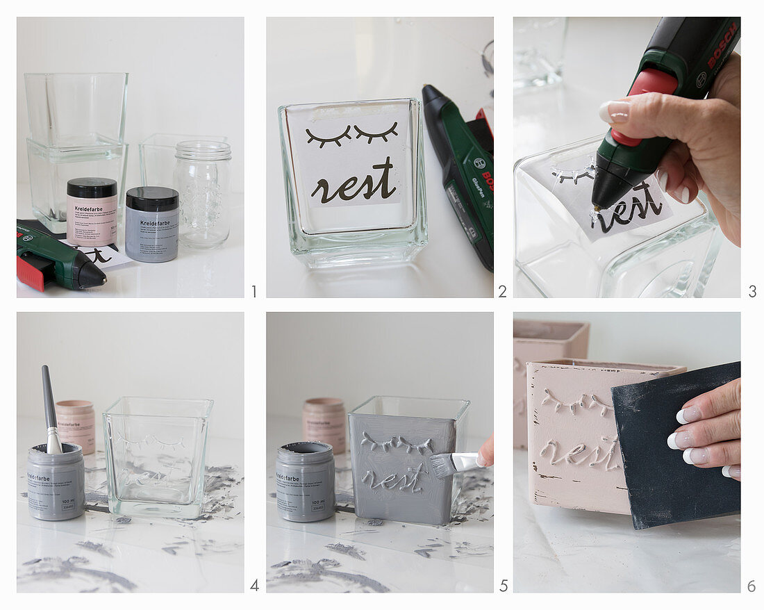 Painting glass jars with chalk paint
