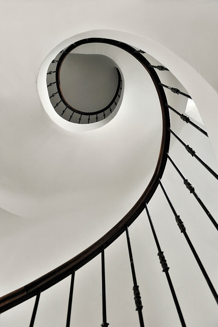 View from below up spiral staircase