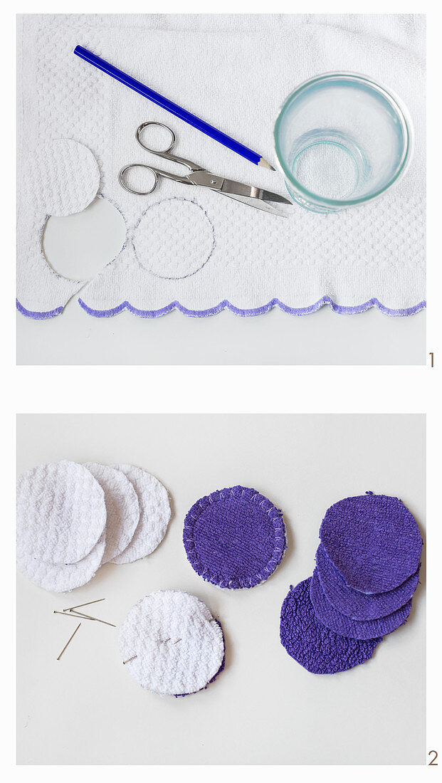 Facial cleansing pads hand-made from old towels