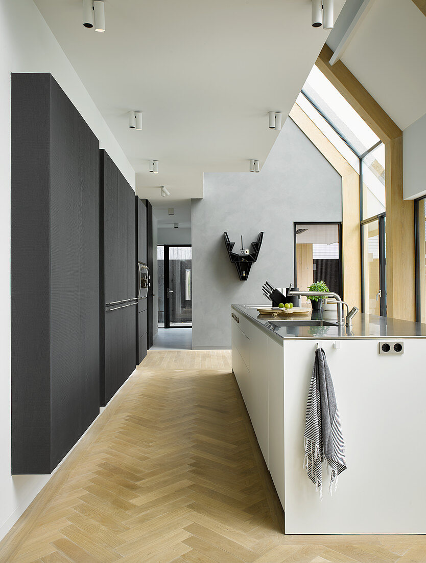 Open-plan kitchen in modern architect-designed house