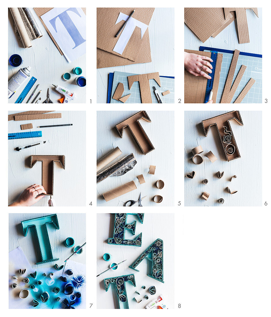 Instructions for making a word in handcrafted decorative letters