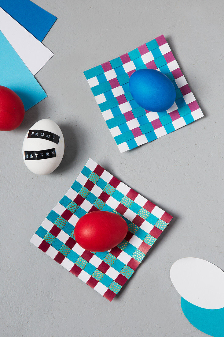 Handmade paper coasters and Easter eggs