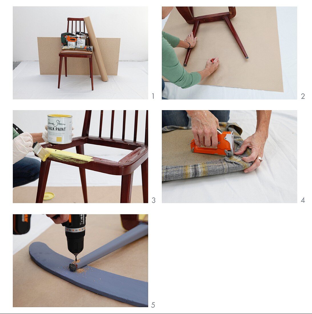 Instructions for converting a retro wooden chair into a rocking chair