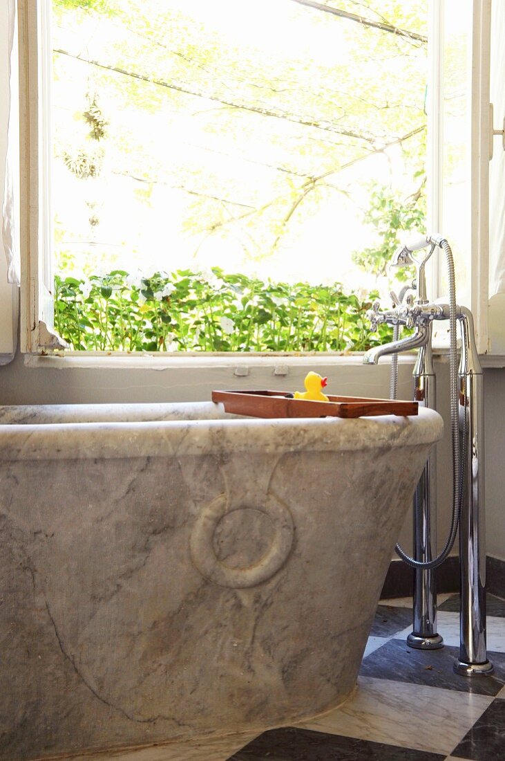 Solid Marble Bathtub With Floor Mounted, Solid Marble Bathtub