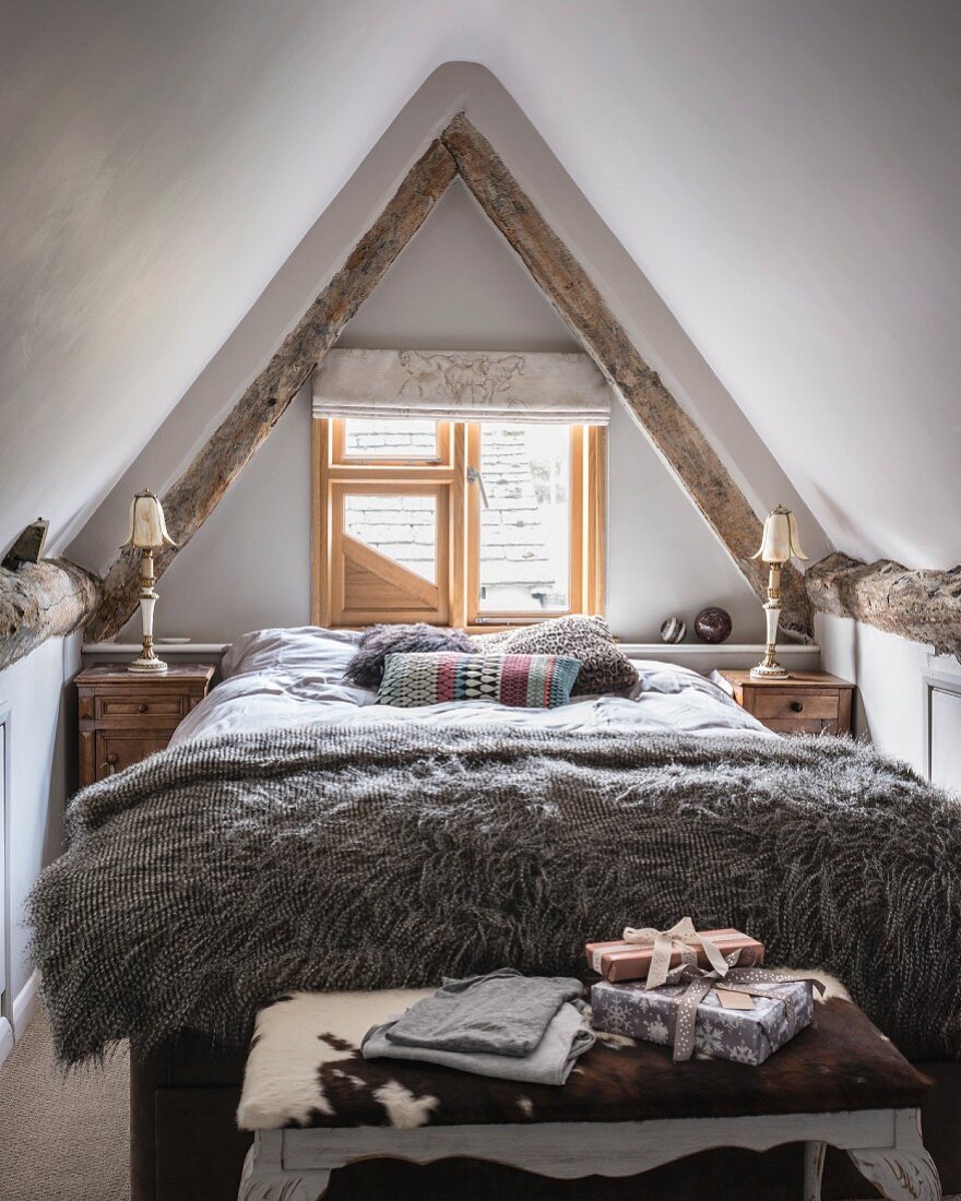 Rustic attic bedroom